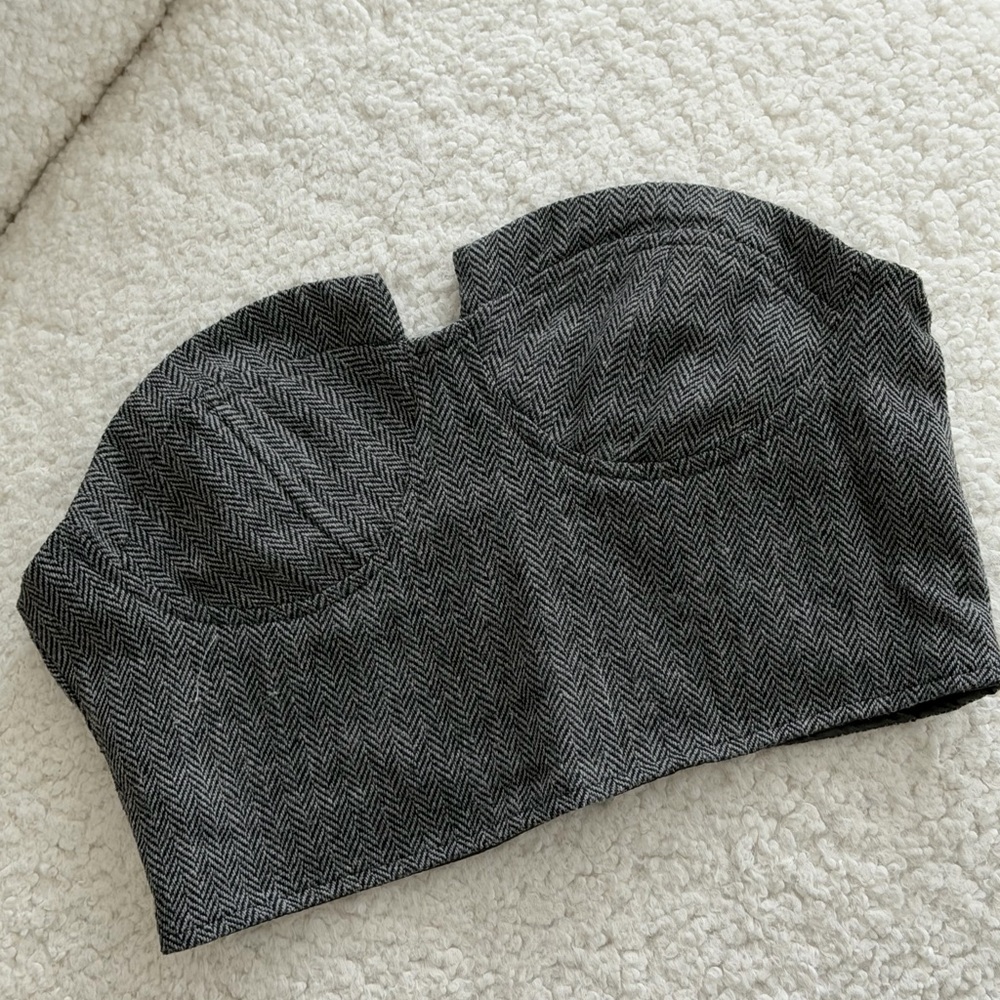 PrettyLittleThing Charcoal Bustier Top